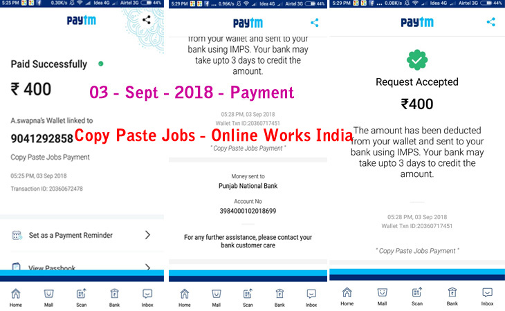 Sept 2018 online jobs payments